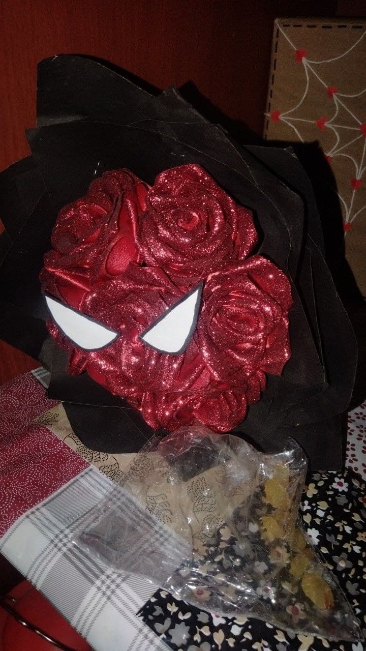 Spider-Man-inspired handmade bouquet